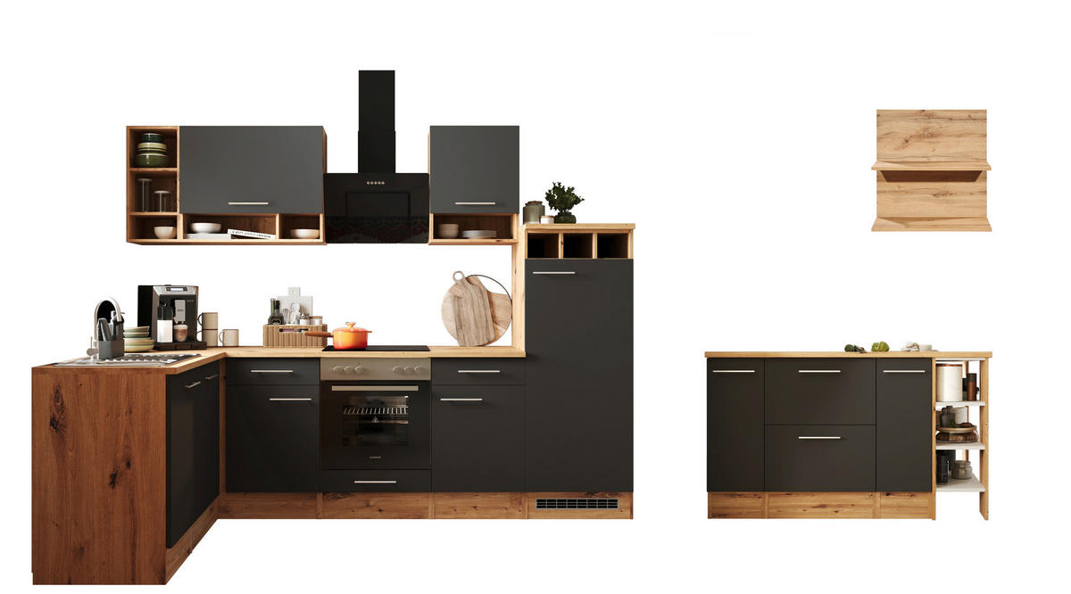 Respekta Winkelküche Hilde grau matt B/H/T: ca. 280x205x172 cm Hilde - Eiche/grau (280,00/205,00/172,00cm) - Respekta
