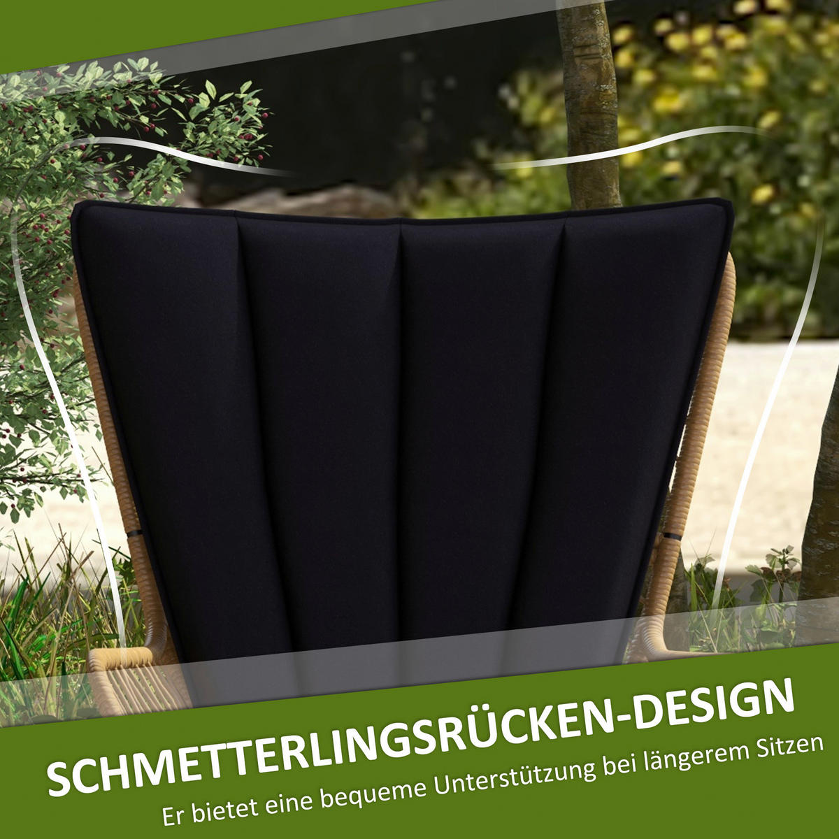 Outsunny Bistro-Set schwarz Polyrattan B/H/L: ca. 68x95x78 cm Bistro-Set - schwarz (78,00/68,00/95,00cm) - Outsunny