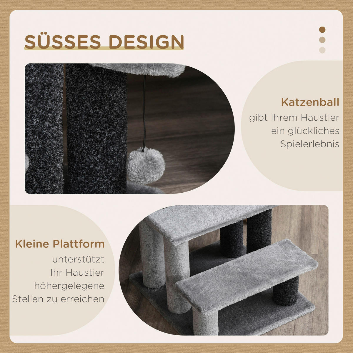 PawHut Haustiertreppe grau Polyester B/H/L: ca. 40x48x45 cm Haustiertreppe - grau (45,00/40,00/48,00cm) - PawHut