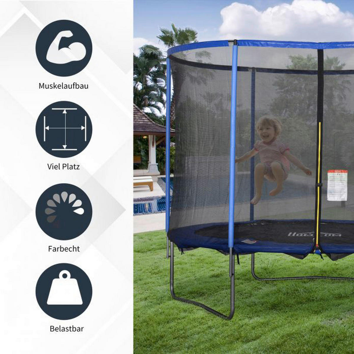 HOMCOM Trampolin blau Trampolin - blau/schwarz - HOMCOM