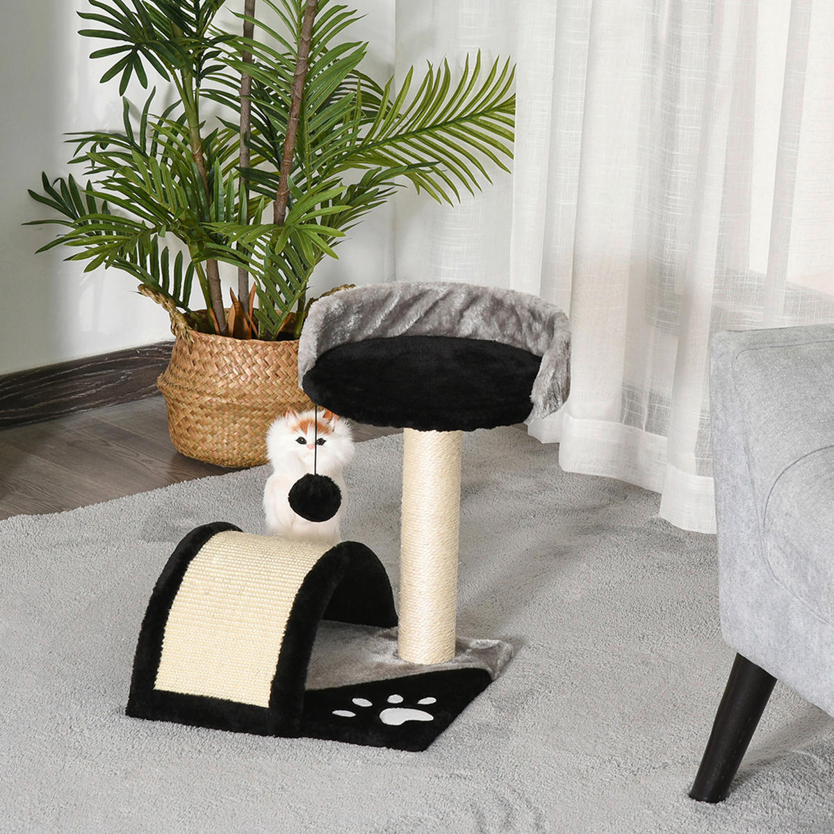 PawHut Katzenbaum schwarz MDF B/H/L: ca. 36x44x36 cm Katzenbaum - schwarz (36,00/36,00/44,00cm) - PawHut