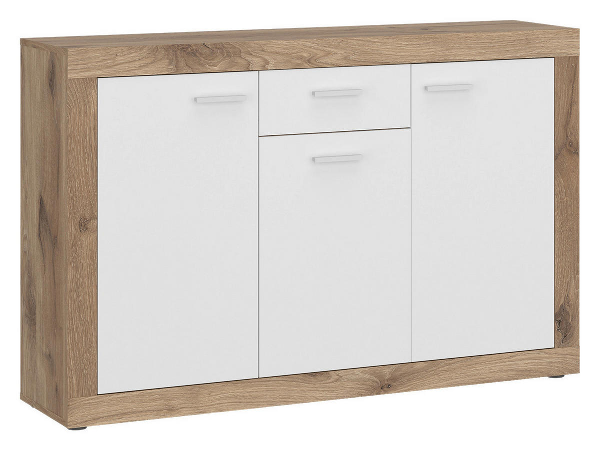 Kommode Focus Eiche Viking Nachbildung weiß glänzend B/H/T: ca. 133,9x90x39 cm Focus - weiß (133,90/90,00/39,00cm)
