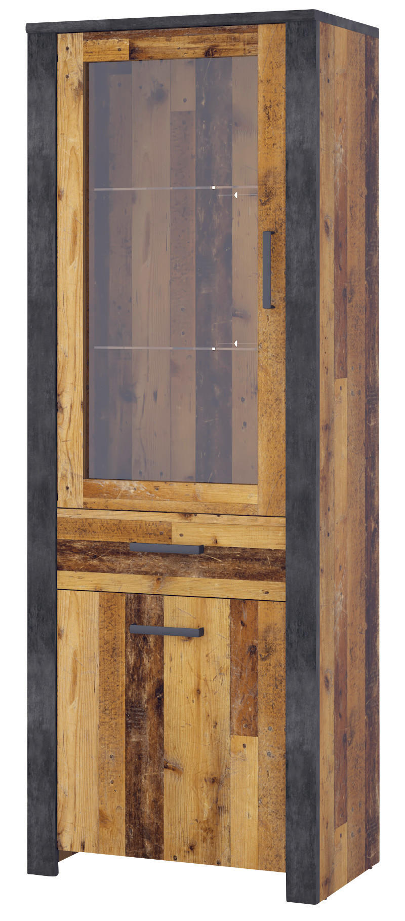 Vitrine Oregon Old Wood Nachbildung Fresko Spanplatte B/H/T: ca. 70x193x44  cm ▷ online bei POCO kaufen