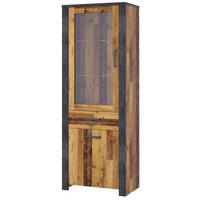 Vitrine Oregon Old Wood Nachbildung Fresko Spanplatte B/H/T: ca. 70x193x44 cm Oregon - dunkelgrau (70,00/193,00/44,00cm)