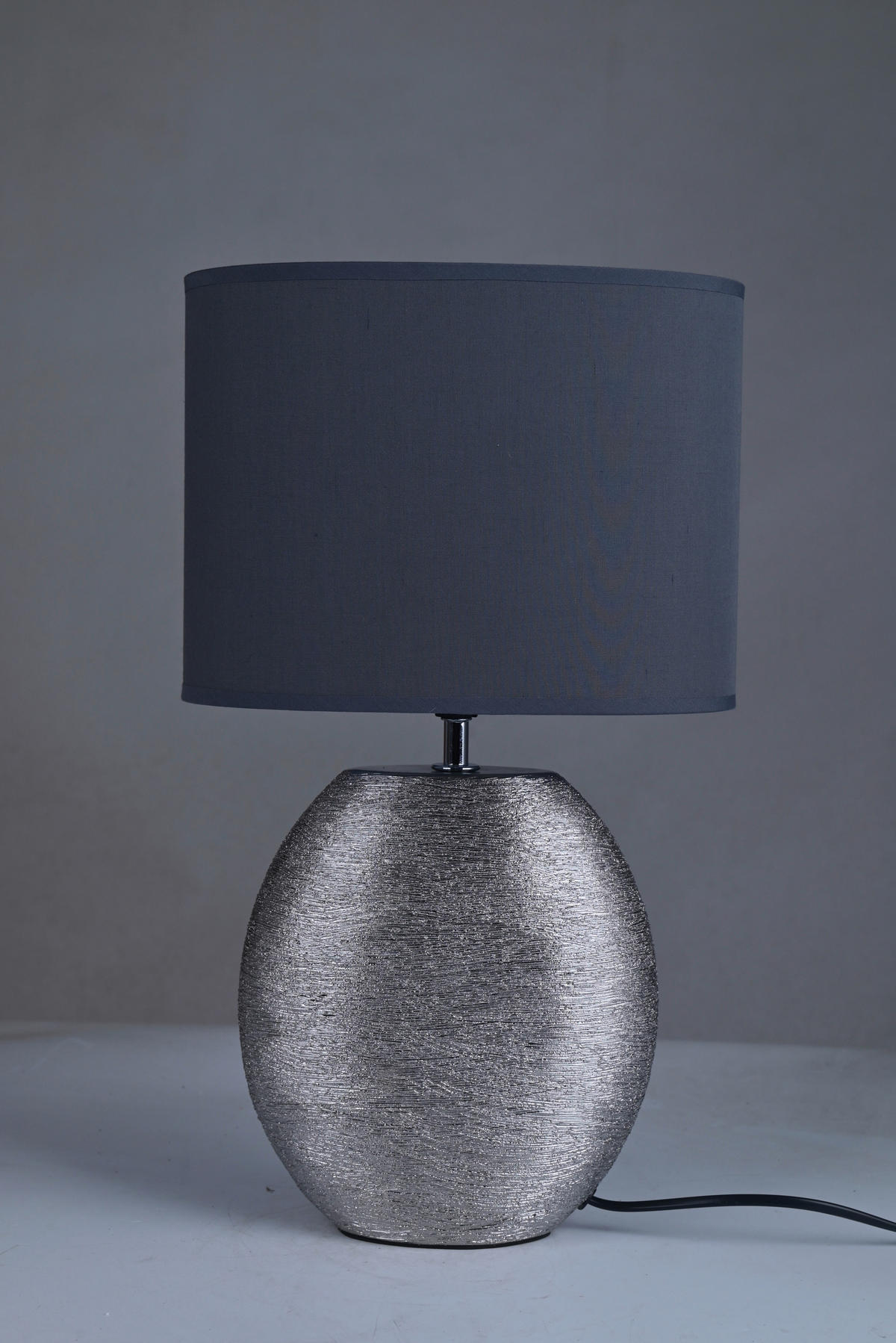 POCOline Keramik_Tischleuchte grau silber Keramik B/H/L: ca. 15x45x26 cm E14 1 Brennstellen Tischleuchte-Keramik_Anouk - silber/grau (26,00/15,00/45,00cm) - POCOline