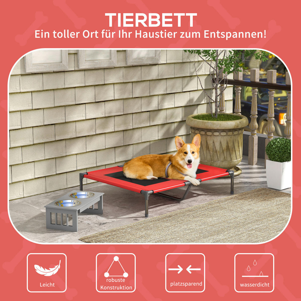 PawHut Hundeliege rot Metall B/H/L: ca. 76x18x92 cm Hundeliege - rot (92,00/76,00/18,00cm) - PawHut