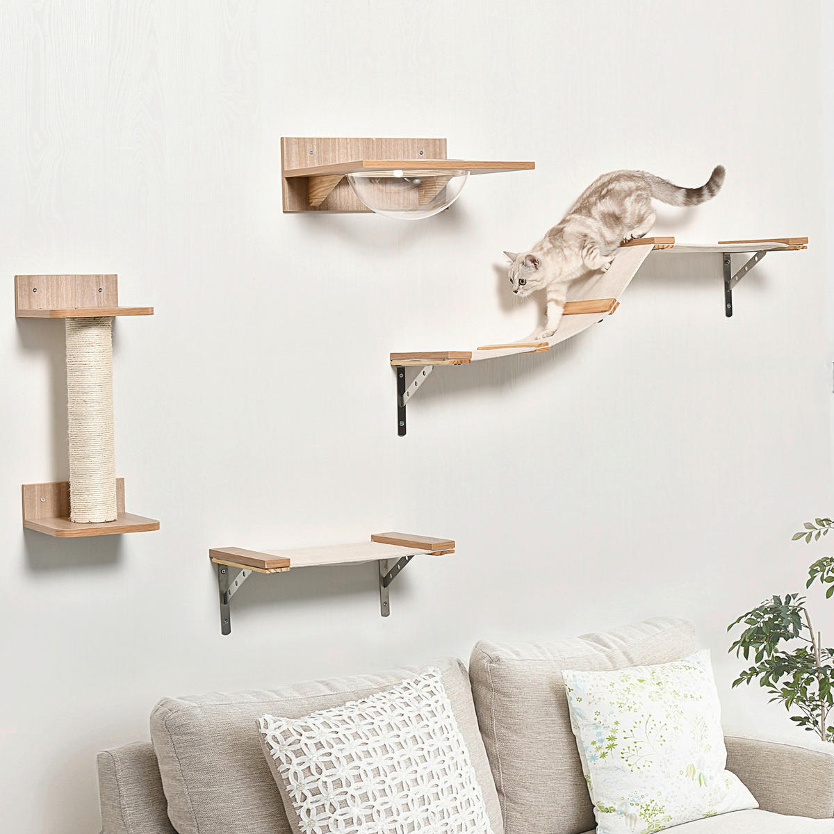 PawHut Katzen-Zubehör braun Polypropylen B/H/L: ca. 25,5x100x17,5 cm Katzenkletterwand - braun (17,50/25,50/100,00cm) - PawHut