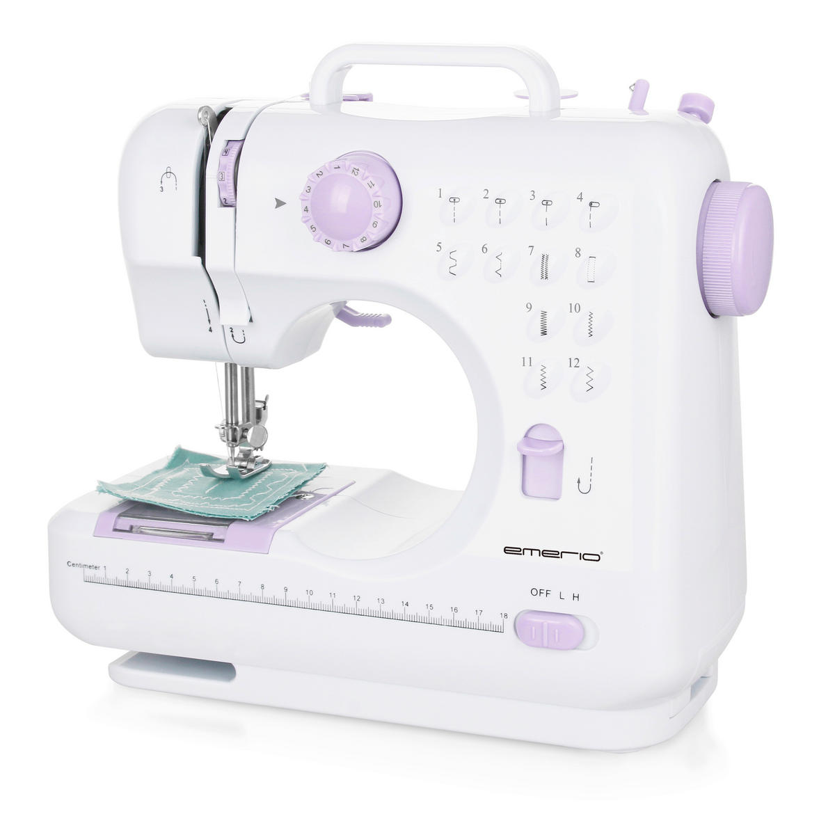 Emerio Nähmaschine SEW-121820 weiß lila Kunststoff B/H/T: ca. 27,5x26x12,1 cm ca. 7,2 W Nähmaschine SEW-121820 - lila/weiß (27,50/26,00/12,10cm) - Emerio