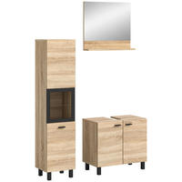 Badezimmer-Set BOSTON Eiche Sonoma Nachbildung schwarz B/H/T: ca. 102x186x33 cm BOSTON - Eiche/schwarz (102,00/186,00/33,00cm) - xonox.home