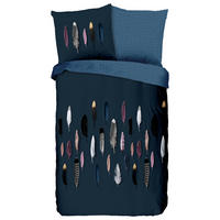 Baumwoll Bettwäsche Feathers Renforce Feathers - blau (155,00/220,00cm) - Good Morning