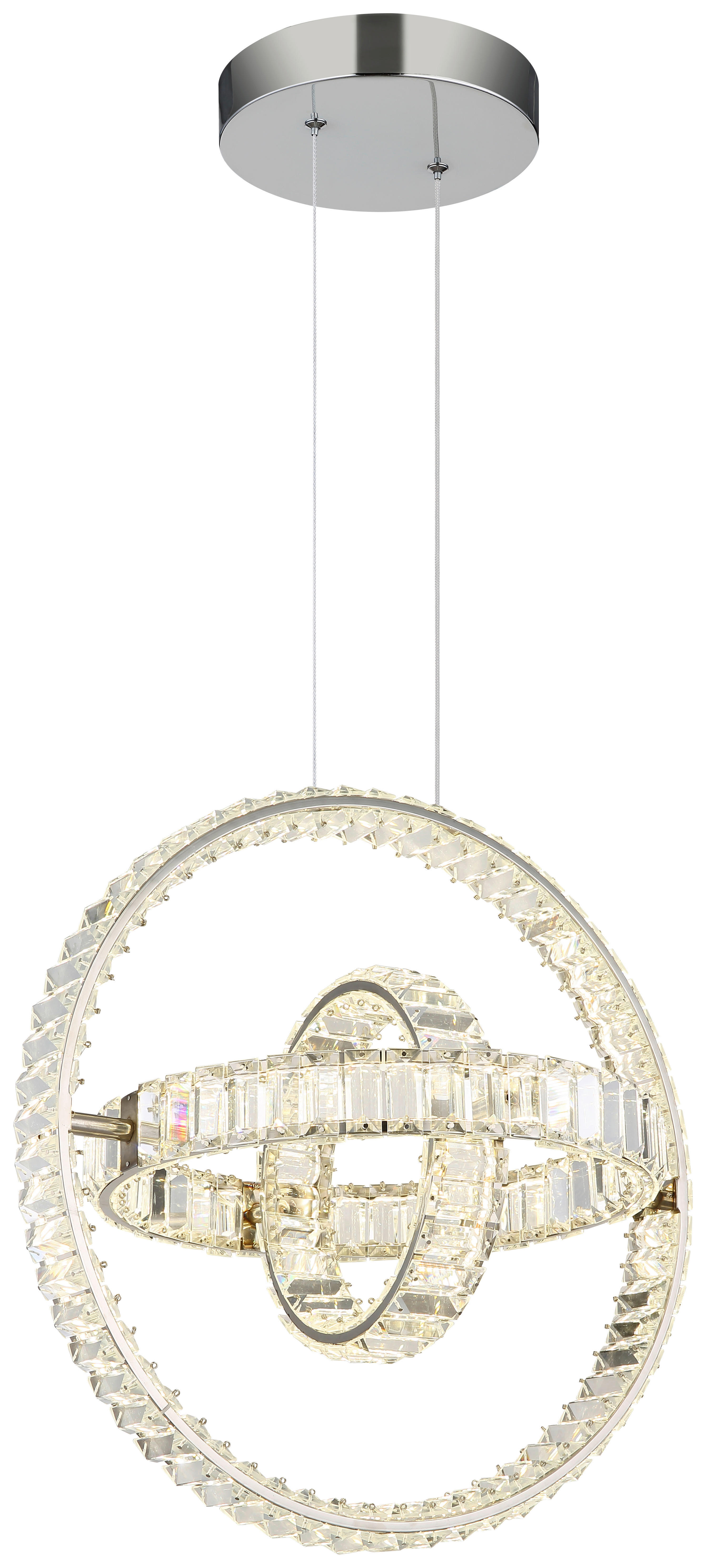 GLOBO LED-Pendelleuchte NEIL 67339-115C Chrom klar Edelstahl Metall B/H/L: ca. 40x120x50 cm 1.0 Brennstellen NEIL - klar/Chrom (50,00/40,00/120,00cm) - GLOBO