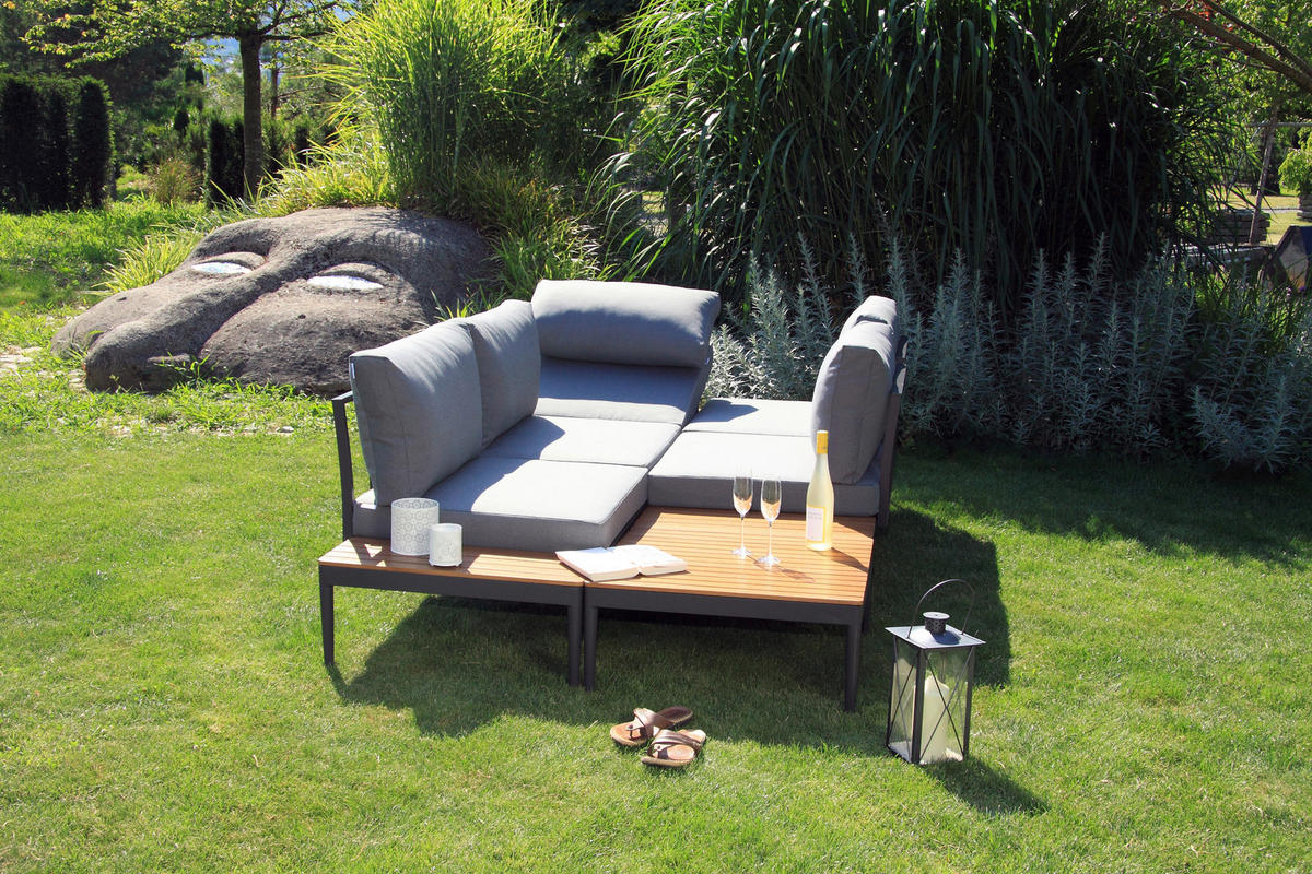Acamp Loungeset Paros anthrazit Akazie Paros - anthrazit/teak - Acamp