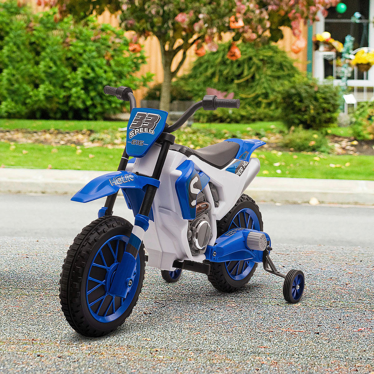 HOMCOM Kinder-Elektromotorrad blau B/H/L: ca. 51,5x68x106,5 cm Kinder-Elektromotorrad - blau (106,50/51,50/68,00cm) - HOMCOM