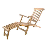 VCM Gartenliege anthrazit Teakholz B/H/L: ca. 60x90x160 cm Liegestuhl mit abnehmbaren Fußteil - anthrazit (160,00/60,00/90,00cm) - VCM