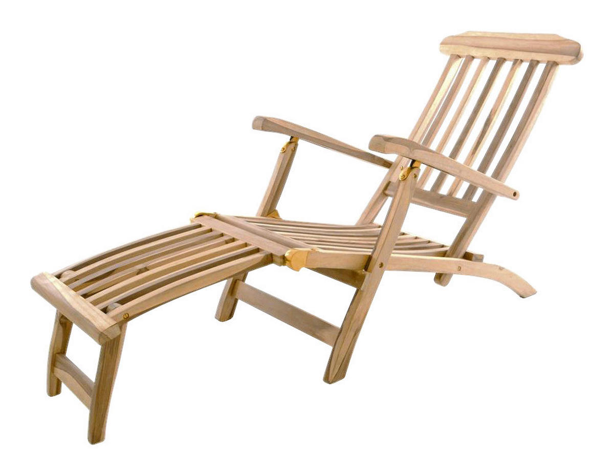 VCM Gartenliege anthrazit Teakholz B/H/L: ca. 60x90x160 cm Liegestuhl mit abnehmbaren Fußteil - anthrazit (160,00/60,00/90,00cm) - VCM