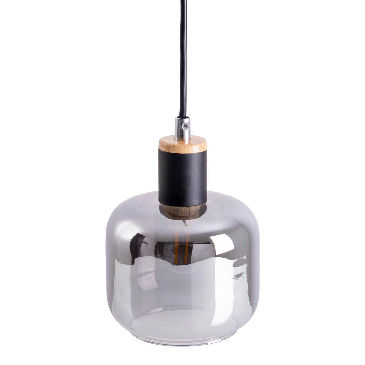 Näve Leuchten Pendelleuchte 6116622 schwarz Glas Metall B/H/T: ca. 13x120x13 cm E14 1 Brennstellen Fumoso - schwarz (13,00/120,00/13,00cm) - Näve Leuchten