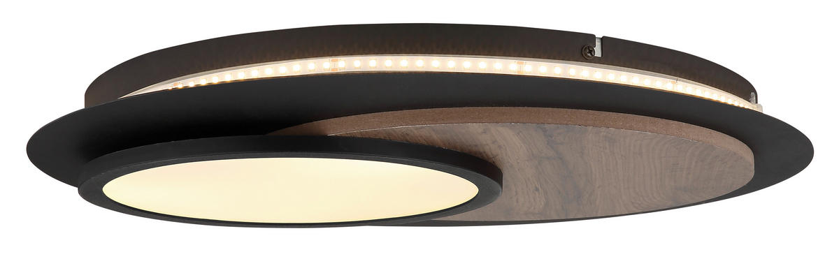 GLOBO Deckenleuchte mattschwarz Opal MDF Metall H/D: ca. 5,6x48 cm 1 Brennstellen Kory - Opal/mattschwarz (48,00/5,60cm) - GLOBO