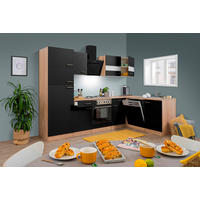 Respekta Winkelküche Economy schwarz matt B/H/T: ca. 280x200x172 cm Economy - Eiche/schwarz (280,00/200,00/172,00cm) - Respekta