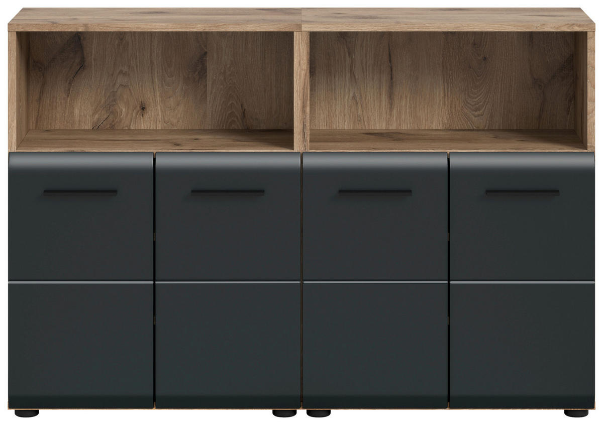 Badezimmer-Set Ice Nox Oak Nachbildung schwarz matt B/H/T: ca. 120x80x30 cm Ice - schwarz (120,00/80,00/30,00cm) - xonox.home