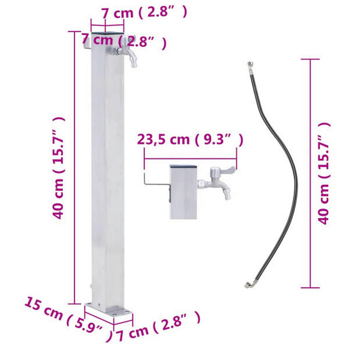 VidaXL Wassersäule silber Wassersäule - silber - VidaXL