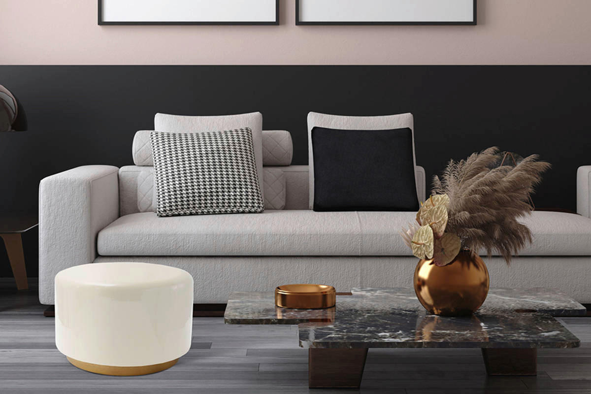 360 Living Hocker Artisse 251 elfenbein gold Metall H/D: ca. 43x51,5 cm Artisse 251 - gold/elfenbein (51,50/43,00cm) - 360 Living