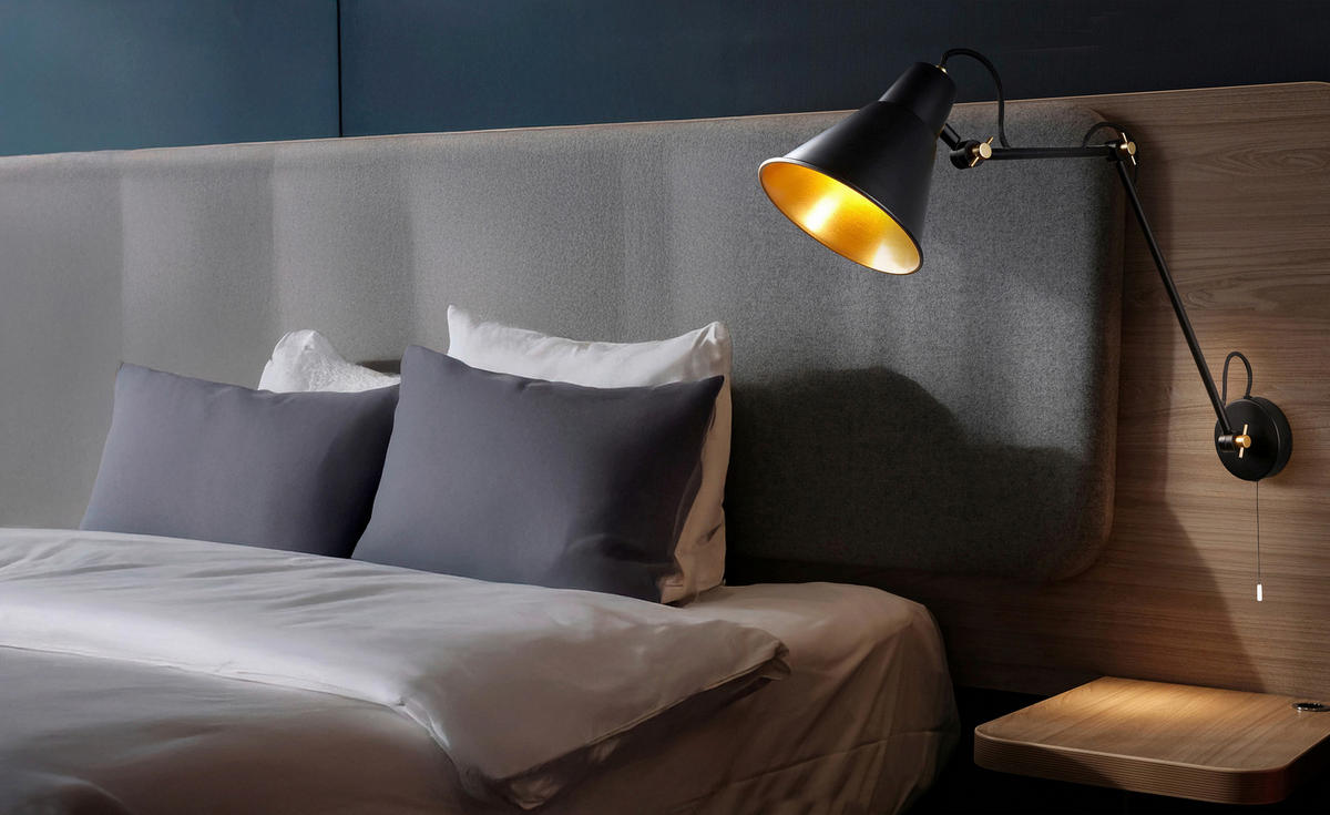 Searchlight Wandleuchte gold schwarz Stahl B/H/T: ca. 14x58x5 cm E27 1 Brennstellen Swing Arm - gold/schwarz (14,00/58,00/5,00cm) - Searchlight