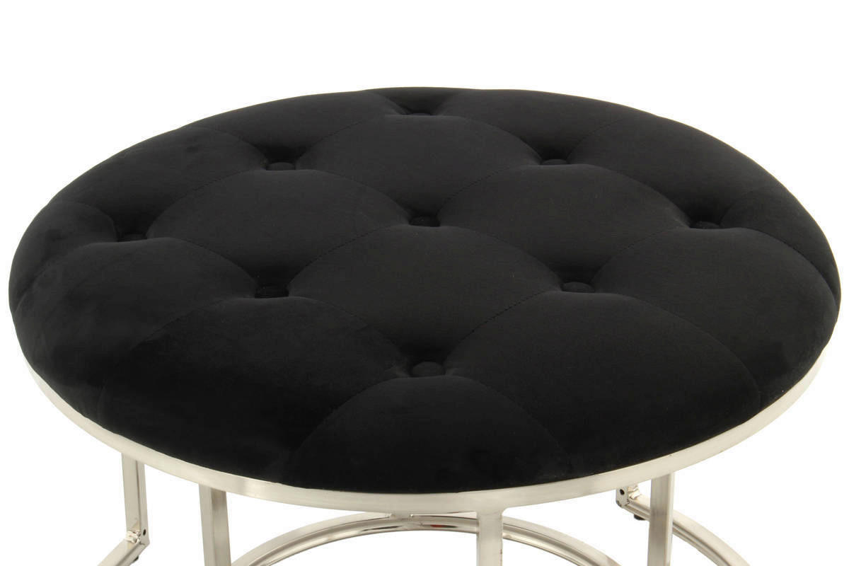 360 Living Hocker Becky 800 2er schwarz silber Samt Metall H/D: ca. 41x60 cm Becky 800 2er - schwarz/silber (60,00/41,00cm) - 360 Living