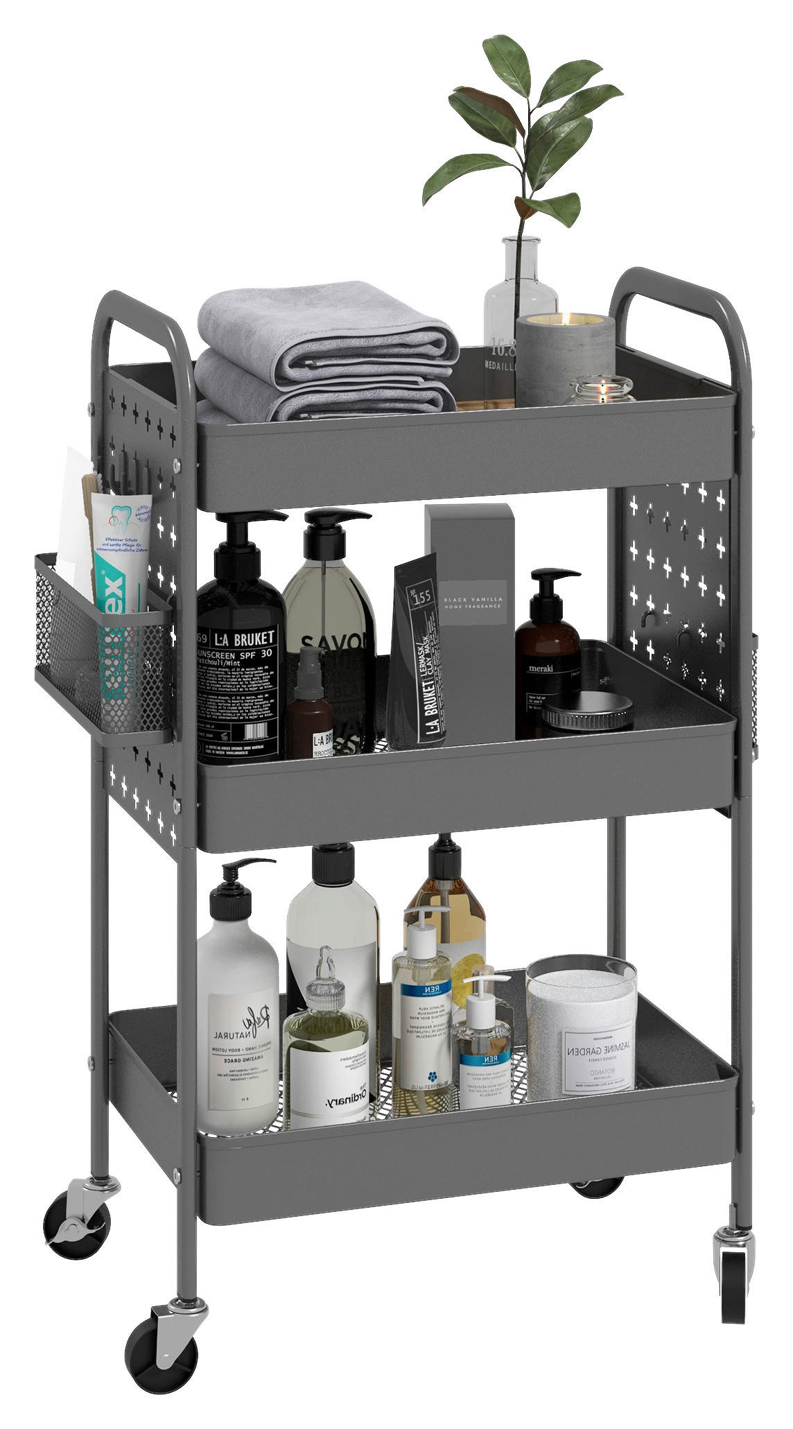 HOMCOM Küchenwagen dunkelgrau Polypropylen B/H/L: ca. 30,5x53,5x75 cm Küchenwagen - dunkelgrau (75,00/30,50/53,50cm) - HOMCOM