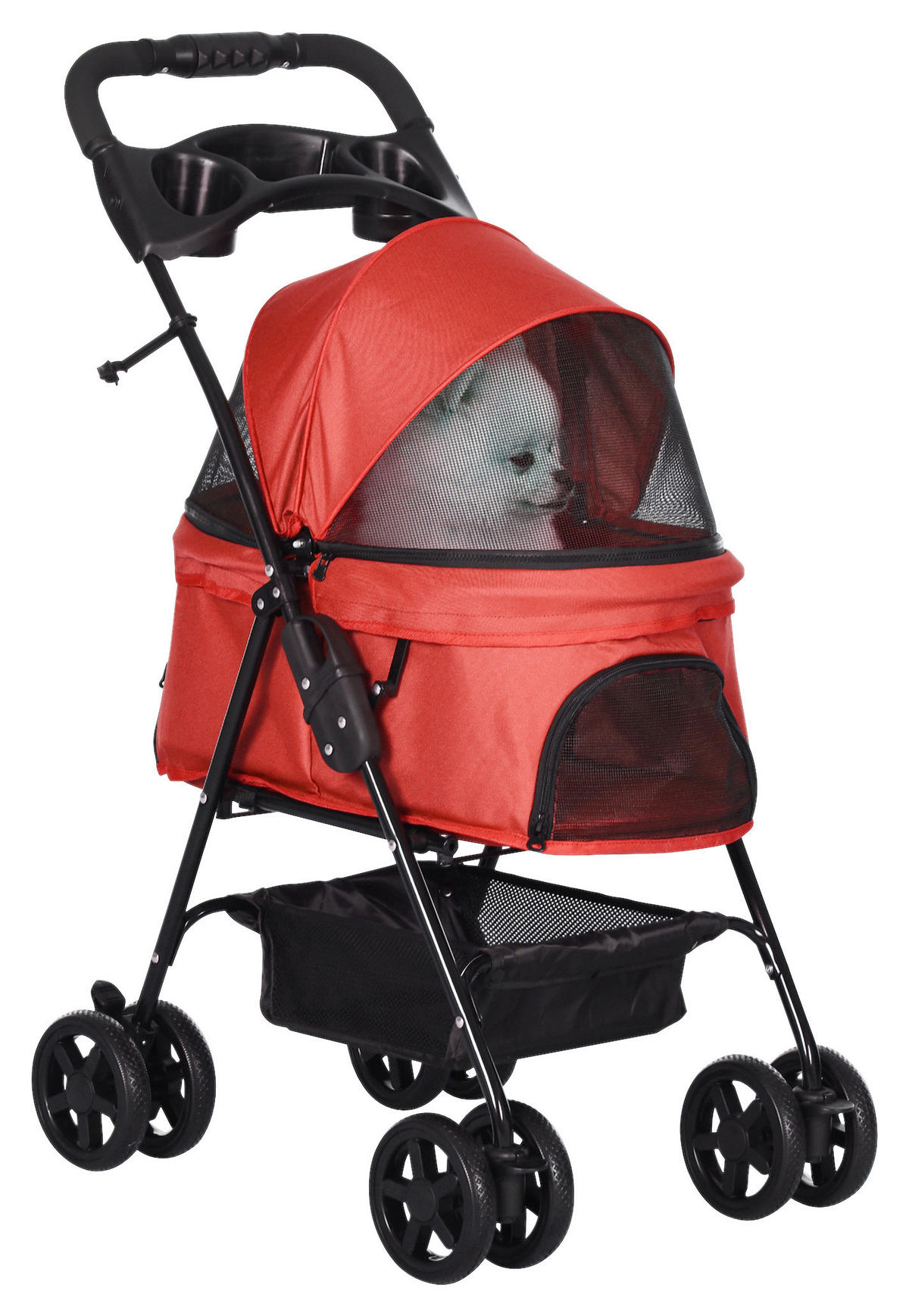 PawHut Hunde-Zubehör rot Polypropylen B/H/L: ca. 45x67x96 cm Hundewagen - rot (96,00/45,00/67,00cm) - PawHut
