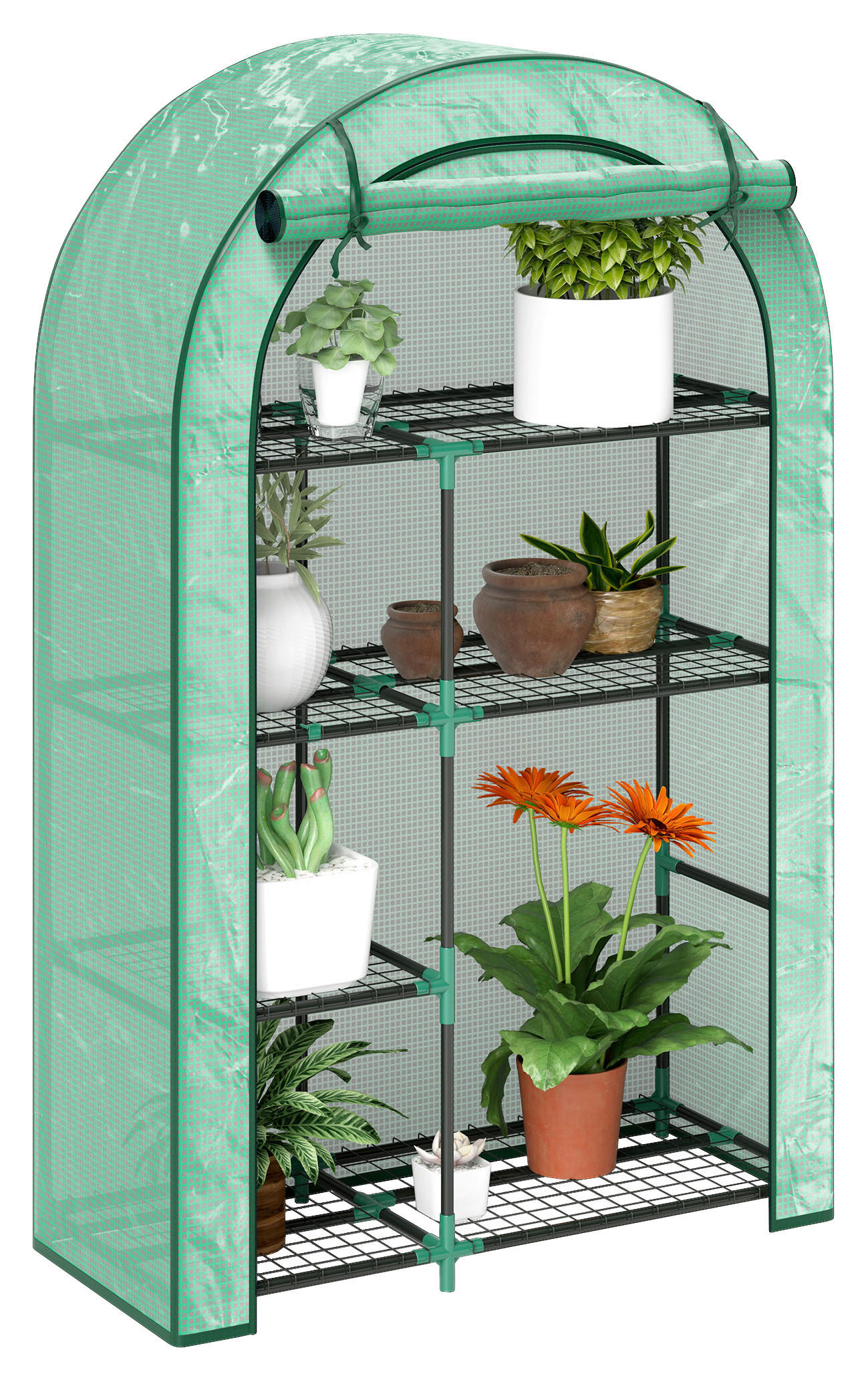 Outsunny Gewächshaus Gewächshaus - grün (100,00/45,00/160,00cm) - Outsunny