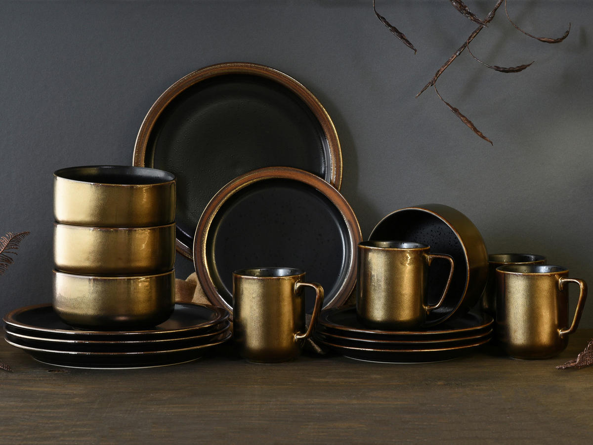 CreaTable Kombiservice MODERN INDUSTRIAL schwarz Steinzeug 16 tlg. MODERN INDUSTRIAL - schwarz - CreaTable