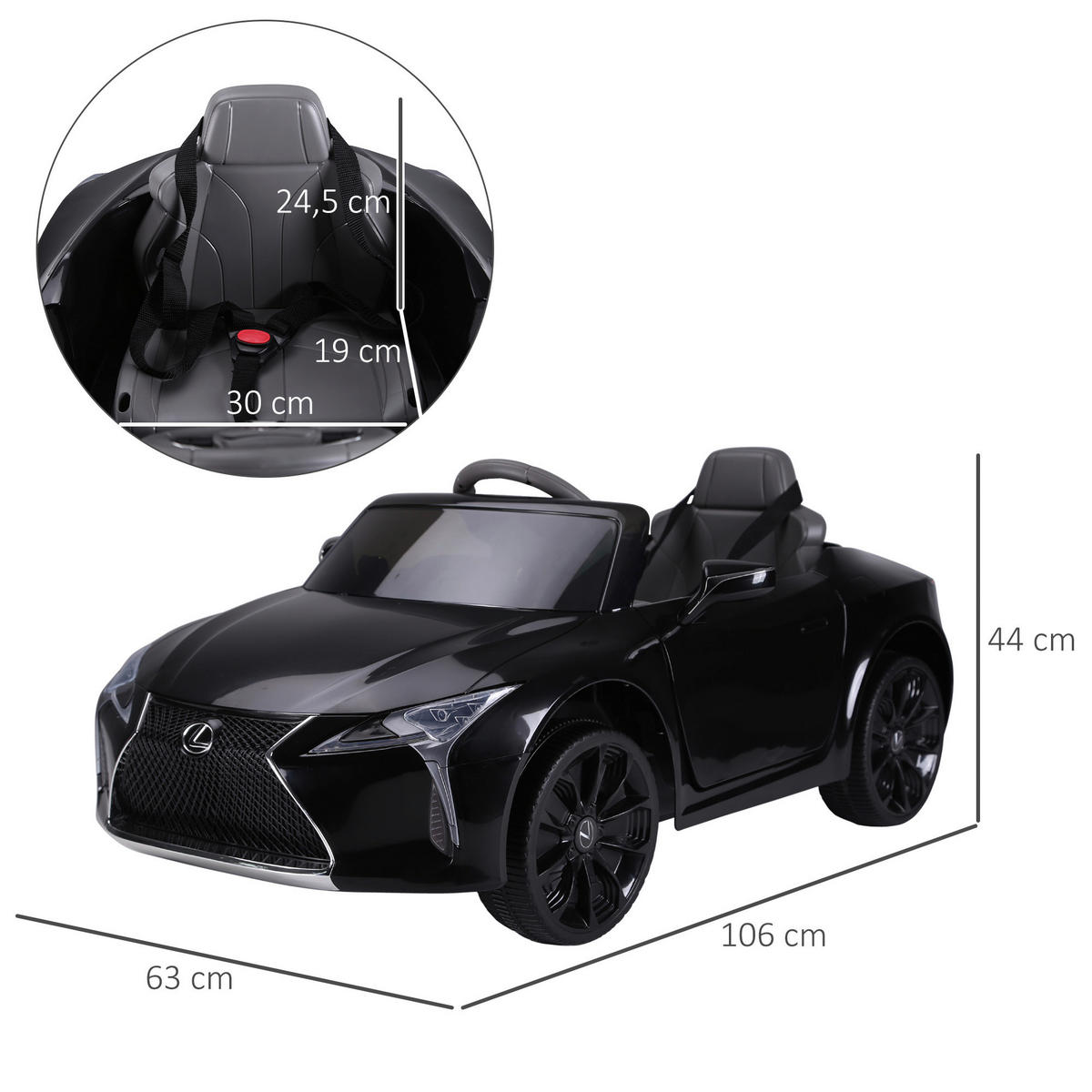 HOMCOM Kinderauto schwarz B/H/L: ca. 63x44x106 cm Kinderauto - schwarz (106,00/63,00/44,00cm) - HOMCOM