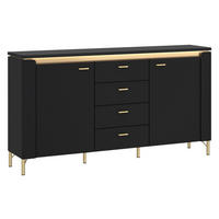 Sideboard Norica schwarz matt gold Optik B/H/T: ca. 155x87x40 cm Norica - gold/schwarz (155,00/87,00/40,00cm)