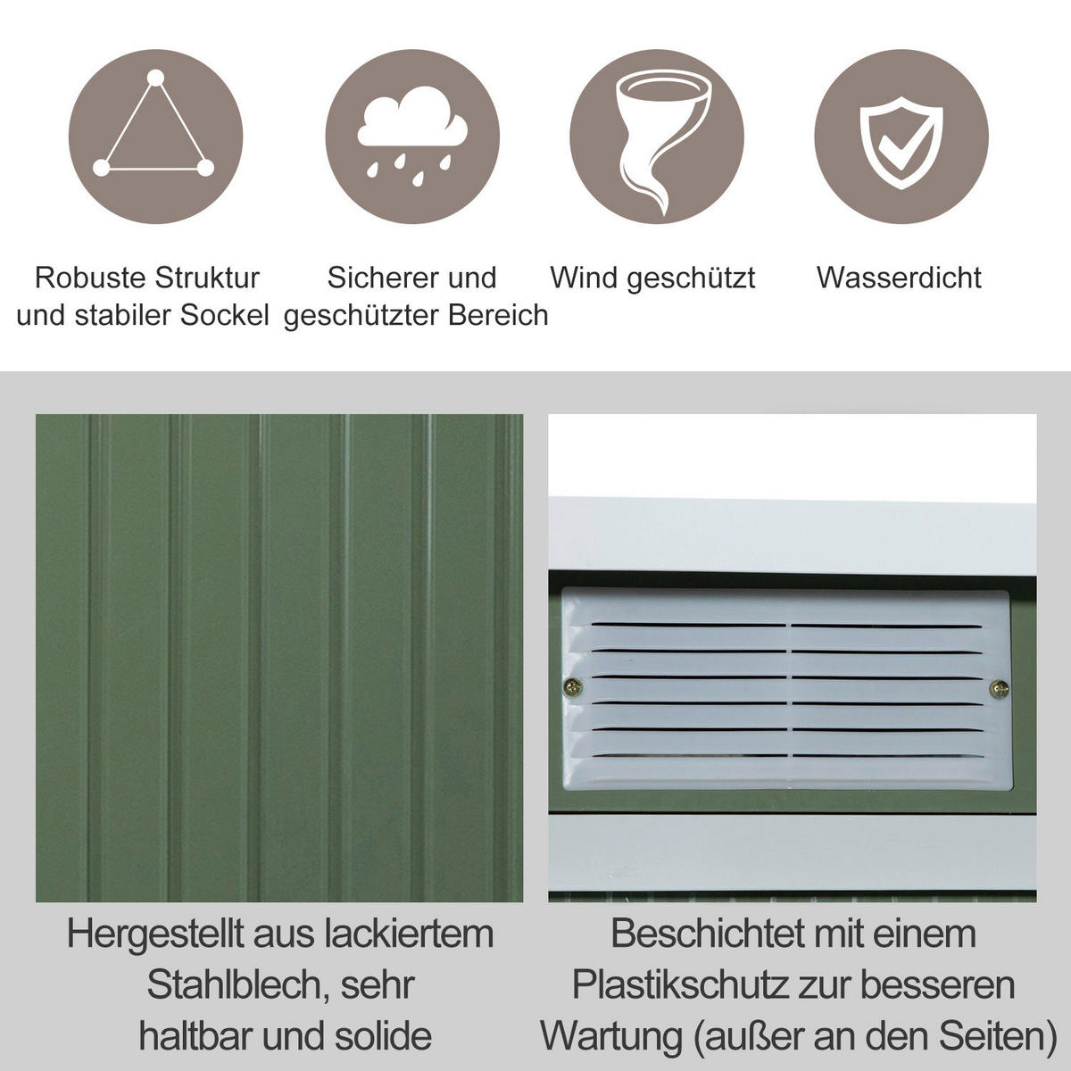 Outsunny Gartenschrank grün Stahl B/H/T: ca. 277x173x130 cm Gartenschrank mit Schiebetür - grün (277,00/173,00/130,00cm) - Outsunny