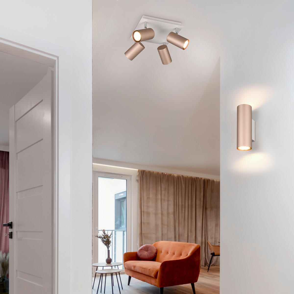 Reality Leuchten Spots kaffee Metall B/H/L: ca. 24x24x15 cm null 4 Brennstellen Spot_Marley_4 - kaffee (15,00/24,00/24,00cm) - Reality Leuchten