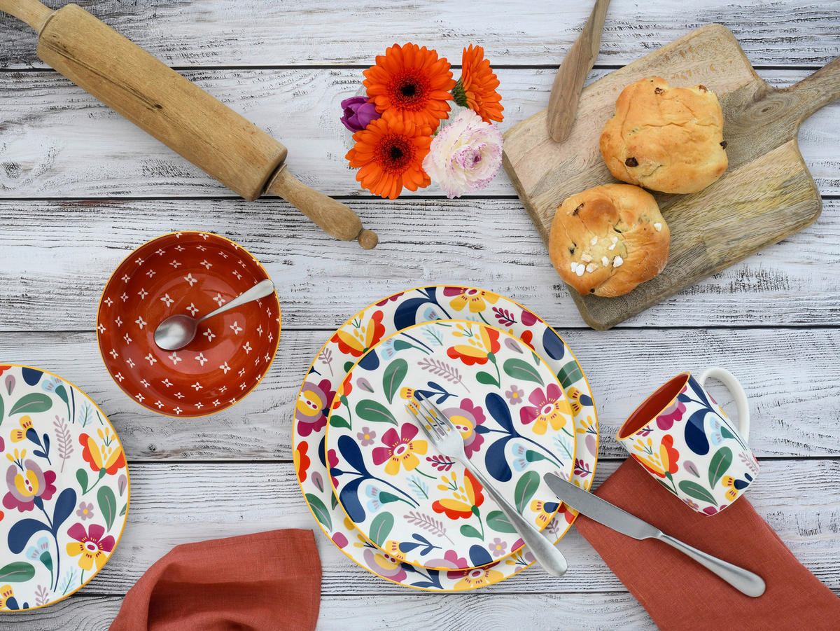 CreaTable Teller-Set Folklore bunt Steinzeug Folklore - bunt - CreaTable