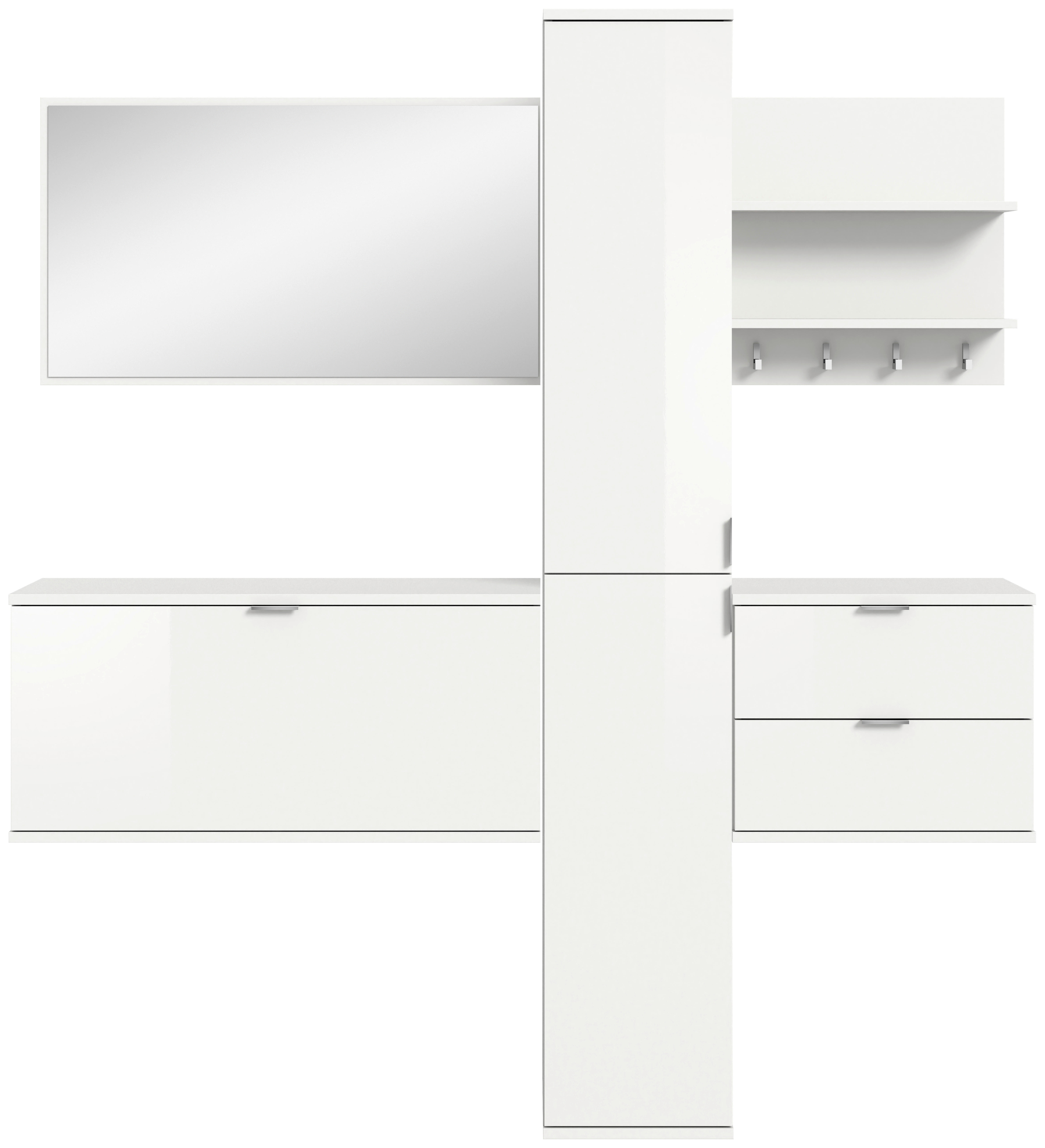 Garderobe PROJEKT X weiß weiß Hochglanz B/H/T: ca. 174x191x37 cm PROJEKT X - weiß (174,00/191,00/37,00cm) - xonox.home