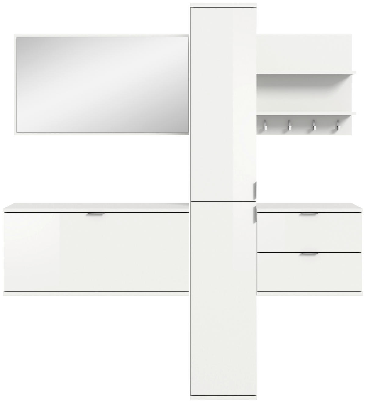Garderobe PROJEKT X weiß weiß Hochglanz B/H/T: ca. 174x191x37 cm PROJEKT X - weiß (174,00/191,00/37,00cm) - xonox.home