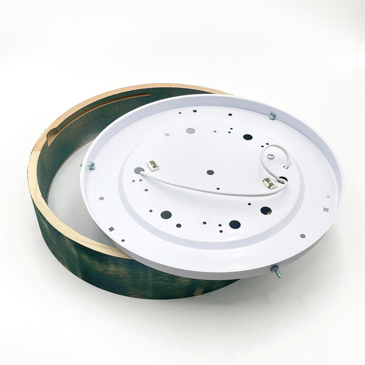 Lamkur Deckenleuchte grün hellbraun Holz Glas B/H/L: ca. 38x38x10 cm 2 Brennstellen Eveline - hellbraun/grün (10,00/38,00/38,00cm) - Lamkur