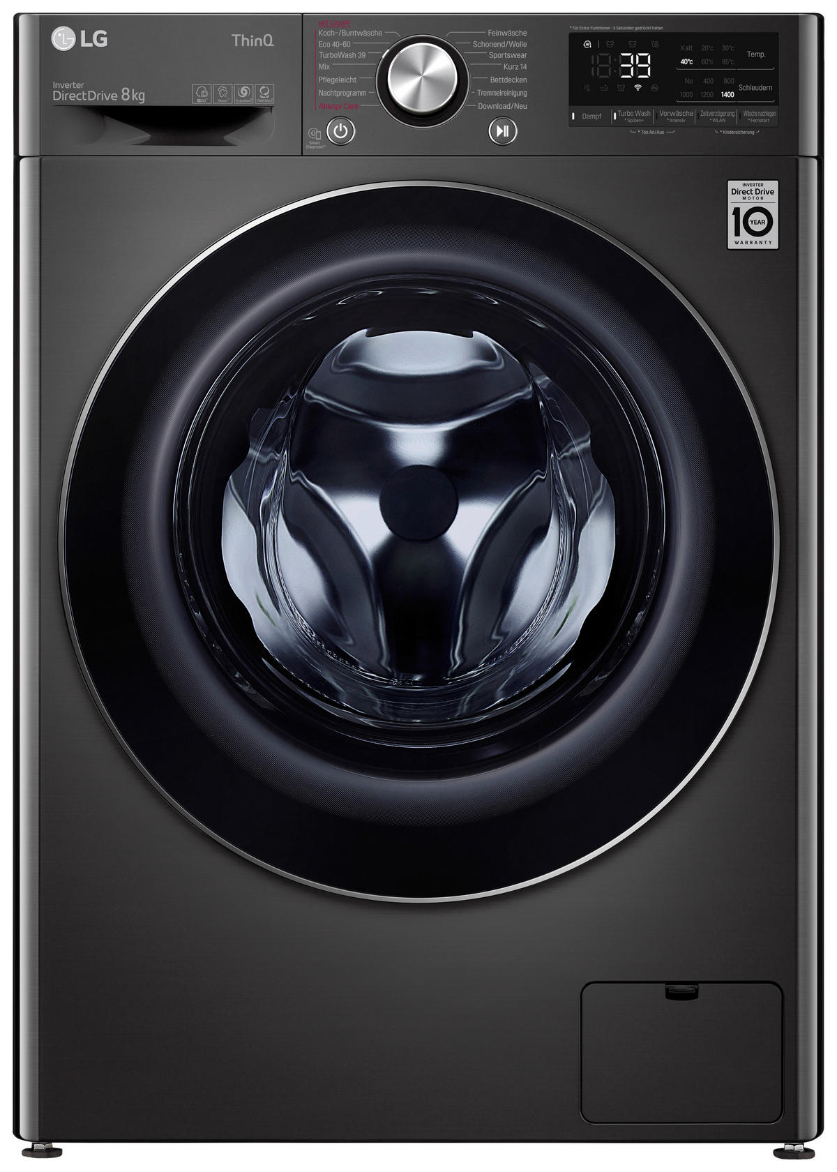 LG Waschvollautomat F4WV708P2BA schwarz B/H/T: ca. 60x85x57 cm ca. 8 kg LG - schwarz (60,00/85,00/57,00cm) - LG