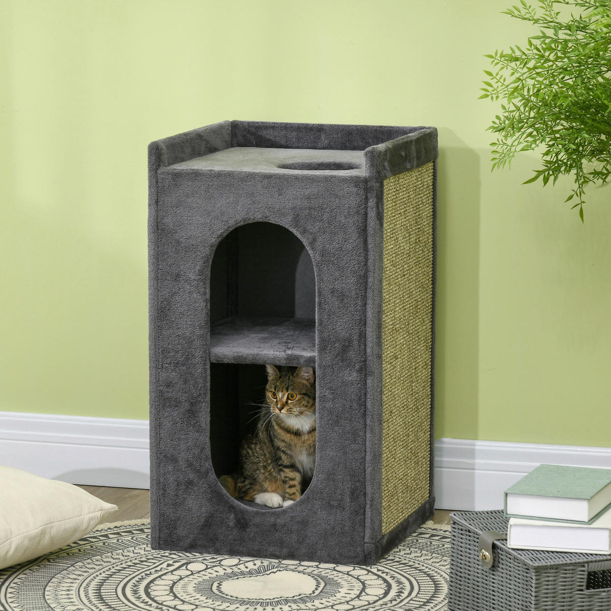 PawHut Tier-Zubehör grau Spanplatte B/H/L: ca. 45x45x81 cm Kratztonne - grau (81,00/45,00/45,00cm) - PawHut