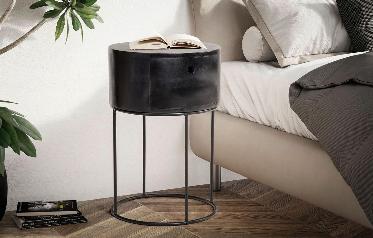 Nachtkonsole schwarz B/H/T: ca. 40x60x40 cm Nachtkonsole - schwarz (40,00/60,00/40,00cm) - Wohnling