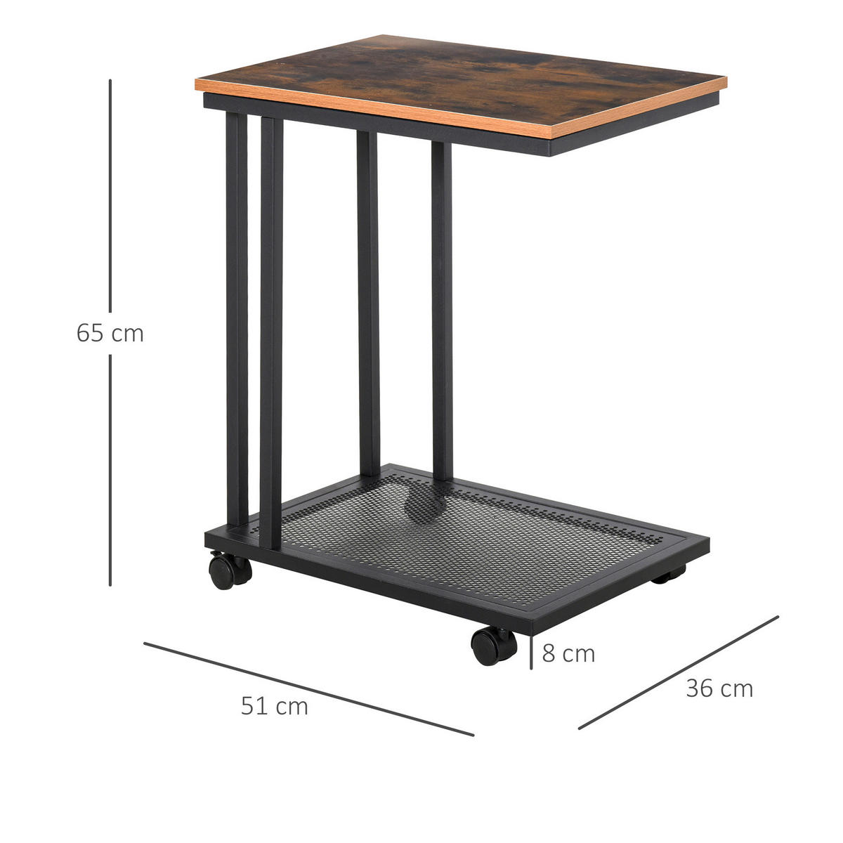 Beistelltisch 833-606 schwarz walnuss B/H/T: ca. 51x65x36 cm 833-606 - schwarz/walnuss (51,00/65,00/36,00cm) - HOMCOM