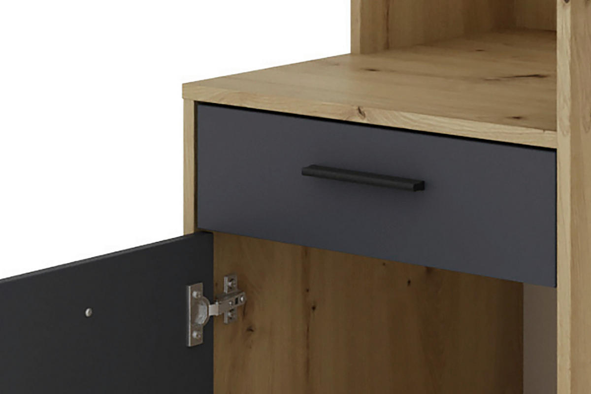 Schreibtisch LOUIS Eiche anthrazit B/H/T: ca. 140x89x55 cm LOUIS - Eiche/anthrazit (140,00/89,00/55,00cm) - byLIVING