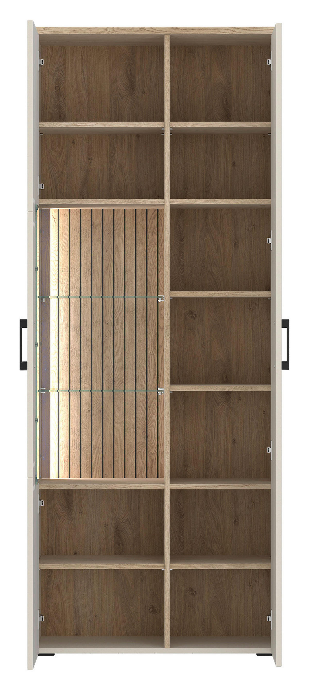 Vitrine Cashmere Eiche Nachbildung Spanplatte B/H/T: ca. 76x192x35 cm Amare_Vitrine_AMRV03 - Cashmere (76,00/192,00/35,00cm)