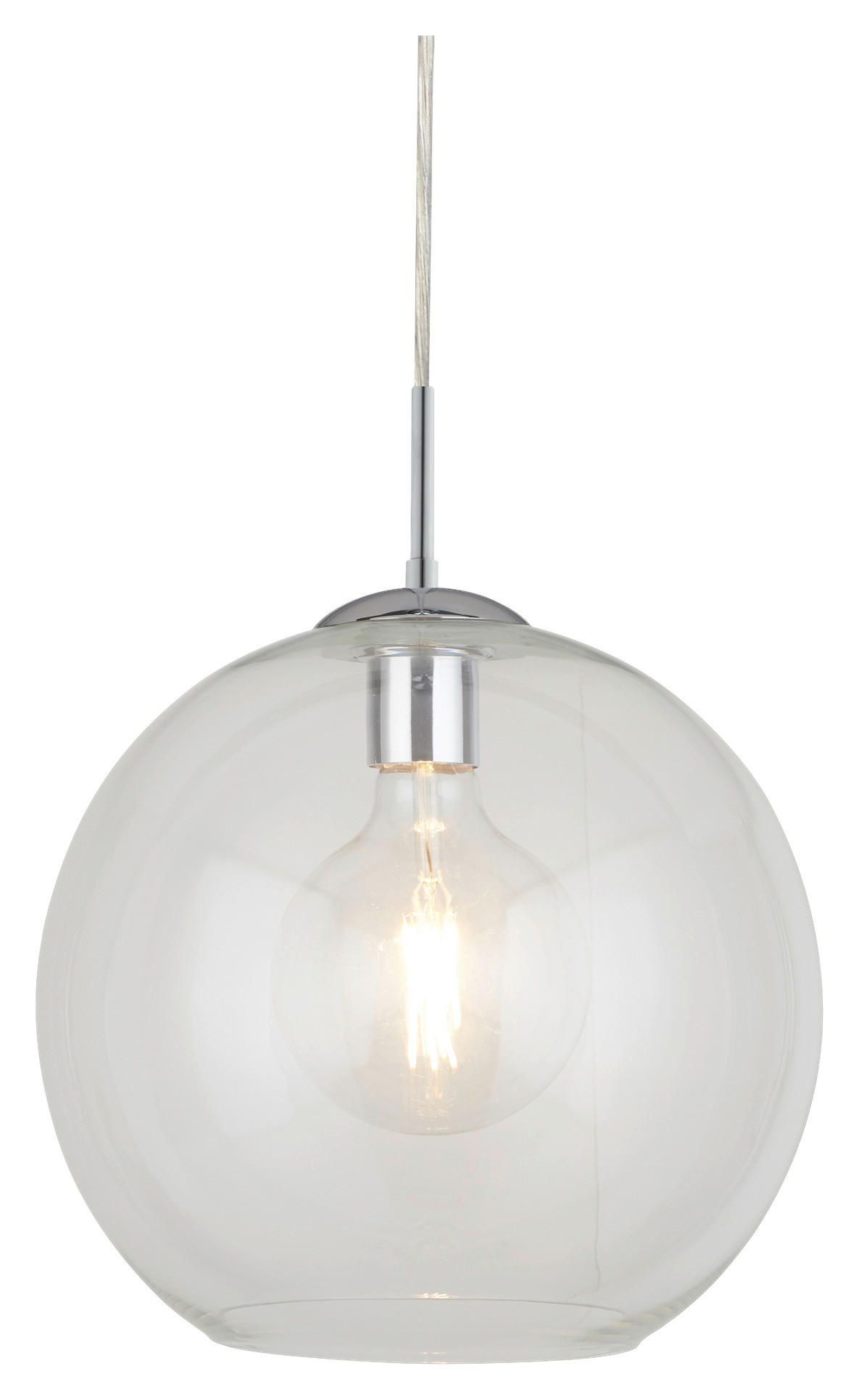 Searchlight Pendelleuchte Chrom transparent Glas Stahl B/H/D: ca. 25x120x25 cm E27 1 Brennstellen Balls - Chrom/transparent (25,00/120,00cm) - Searchlight