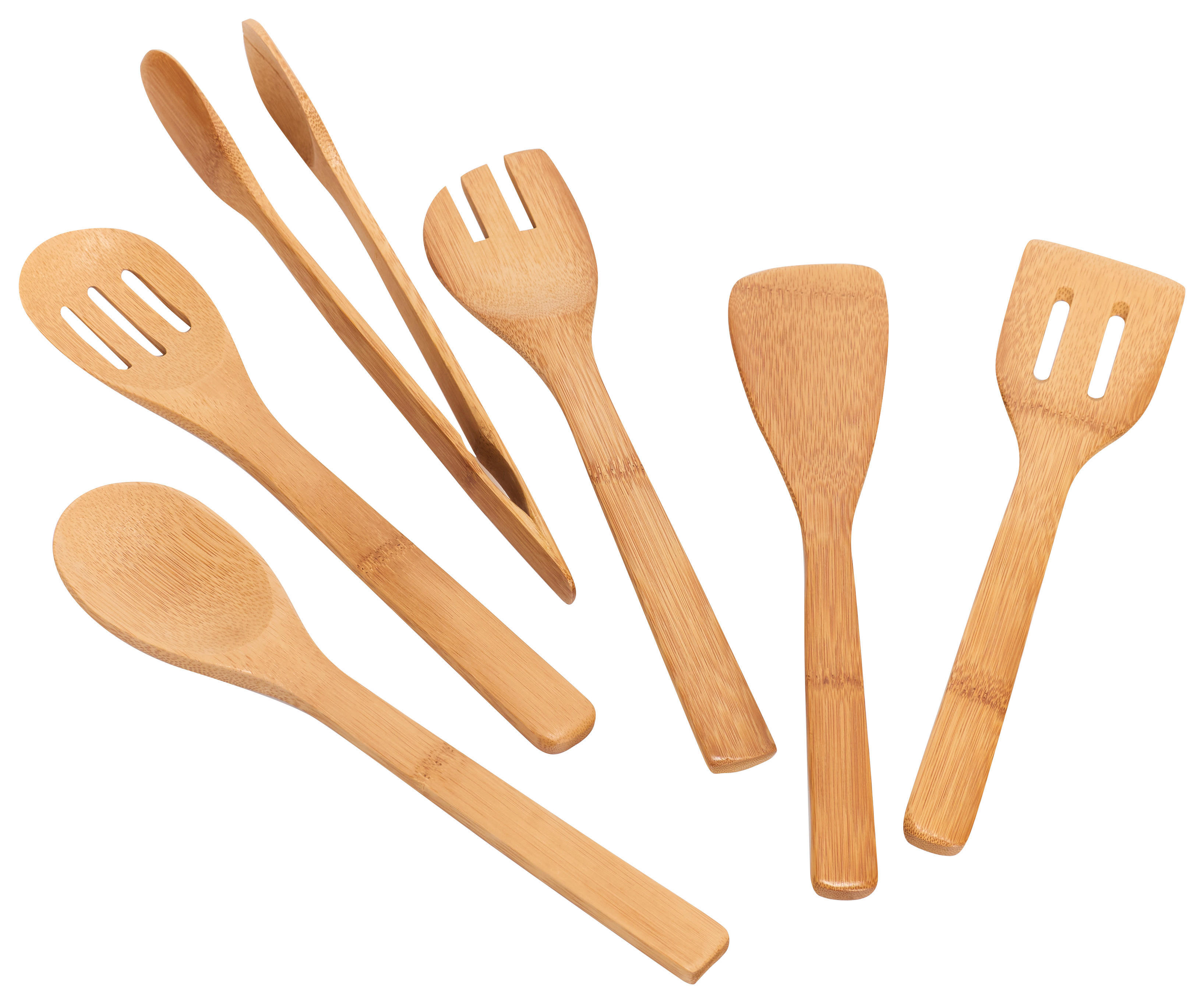 Zeller Küchenutensilienhalterset natur Bambus B/H/L: ca. 9x33x9 cm Küchenutensilienhalterset_7tlg. - natur (9,00/9,00/33,00cm) - Zeller