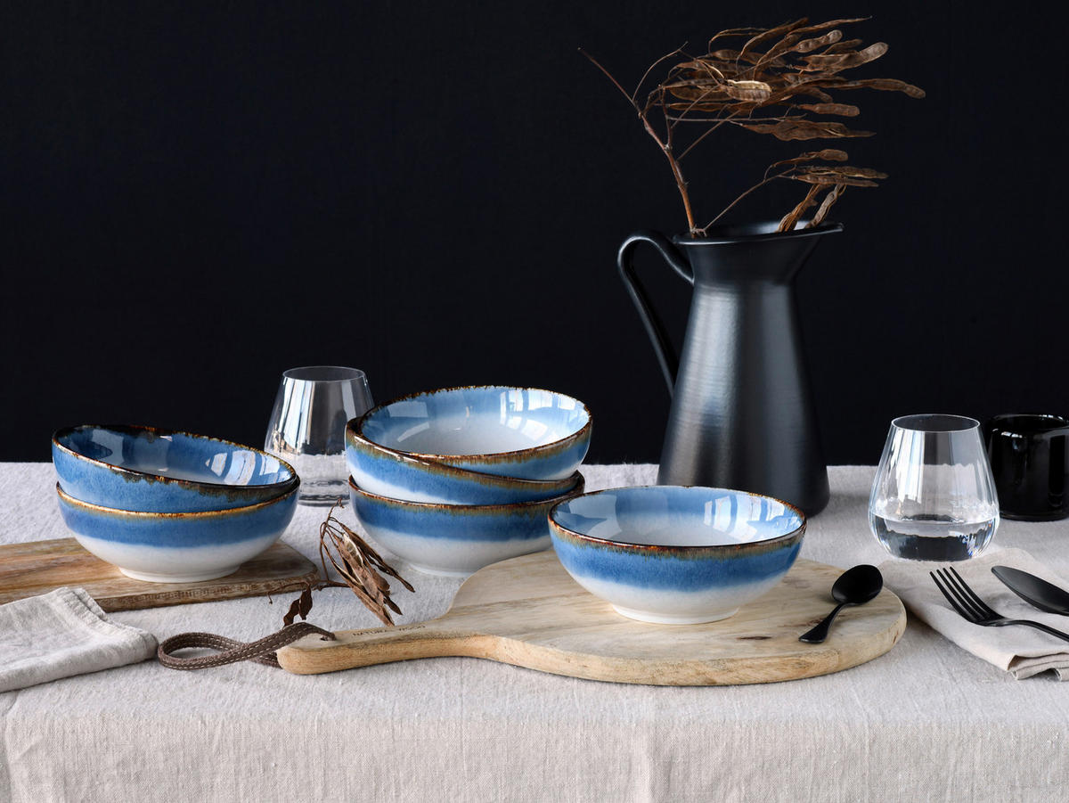 CreaTable Schüssel-Set Cascade blau Steinzeug Cascade - blau - CreaTable
