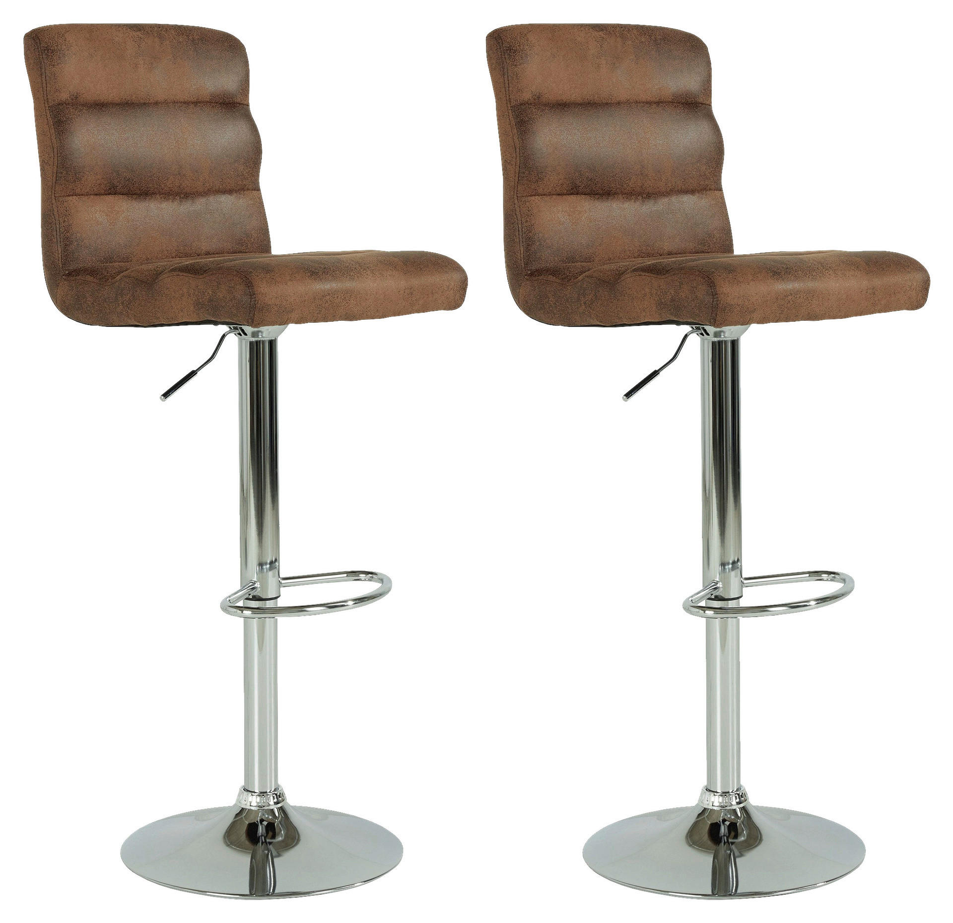 Barhocker PHIL  2er-Set braun Vintage Chrom Kunstleder Metall PHIL  2er-Set - braun/Chrom - byLIVING