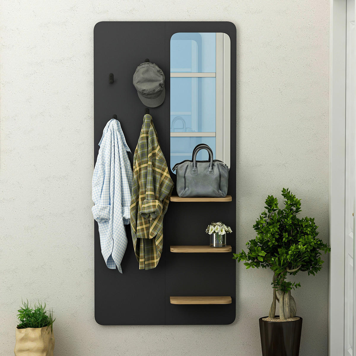 Garderobe Buket anthrazit B/H/T: ca. 70x150x15 cm Buket - anthrazit (70,00/150,00/15,00cm) - moebel17